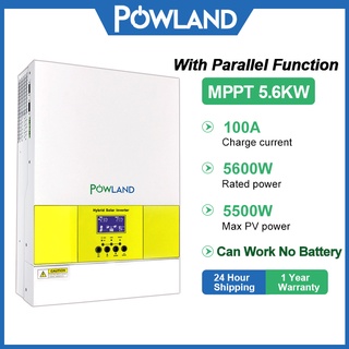 Powland 5.6KW อินเวอร์เตอร์ไฮบริด Hybrid Inverter 48V MPPT 100A พร้อมฟังก์ชั่นแบบขนาน【SMG-II-5.6KP-Wifi】