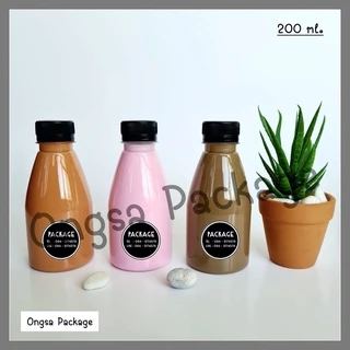 ขวดพลาสติก ขนาด 200 ml ทรงอ้วน ( 50 ใบ / 120 ใบ+พร้อมฝา เลือกสีฝาได้) ขวด บรรจุเครื่องดื่ม พลาสติกใส PET