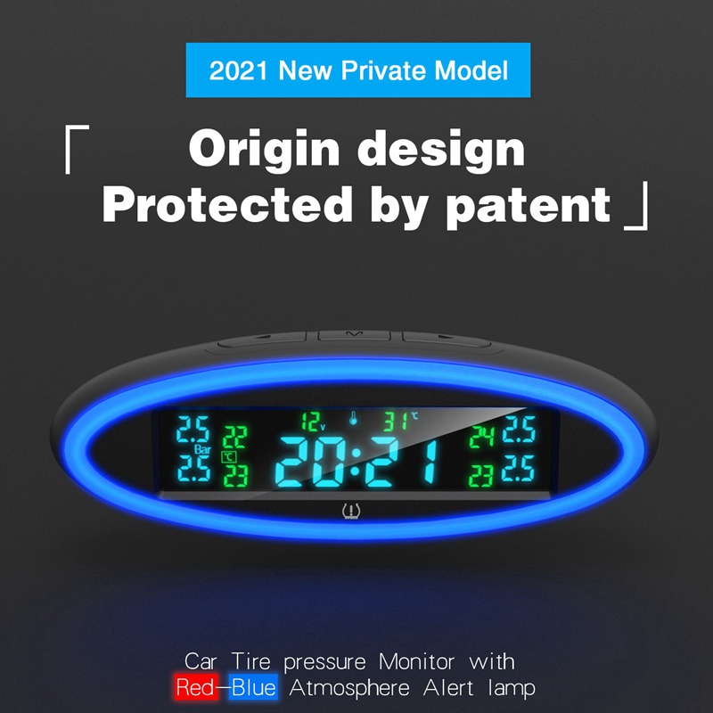 Smart Car TPMS Tyre Pressure Monitoring System with Ambient Lights with