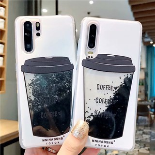 เคสโทรศัพท์ รูปทรงถ้วยกาแฟ ประดับเลื่อม แบบนุ่ม huawei p 30 pro p 20 lite mate 20 lite