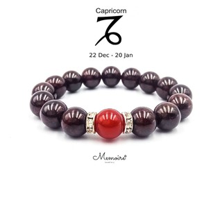 กำไลข้อมือหินแท้ ราศรีมังกร Garnet + Agate ส้ม ขนาด 8,10 มิล