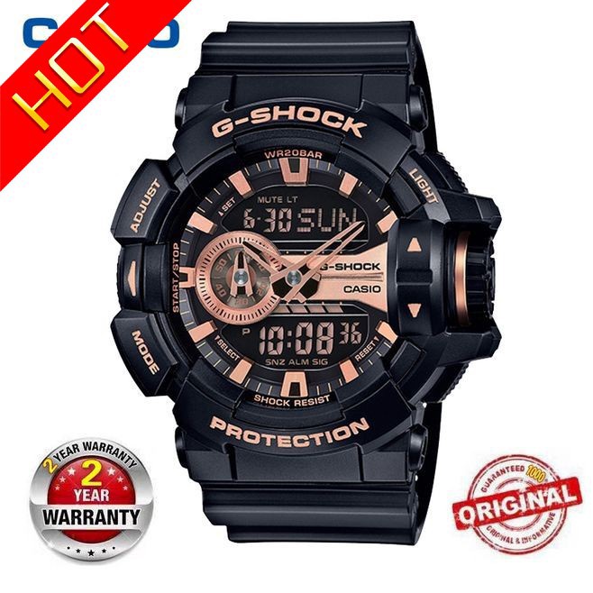 Casio G-Shock GA400 นาฬิกาข้อมือควอตซ์ สีโรสโกลด์ สีดํา สําหรับผู้ชาย GA-400G