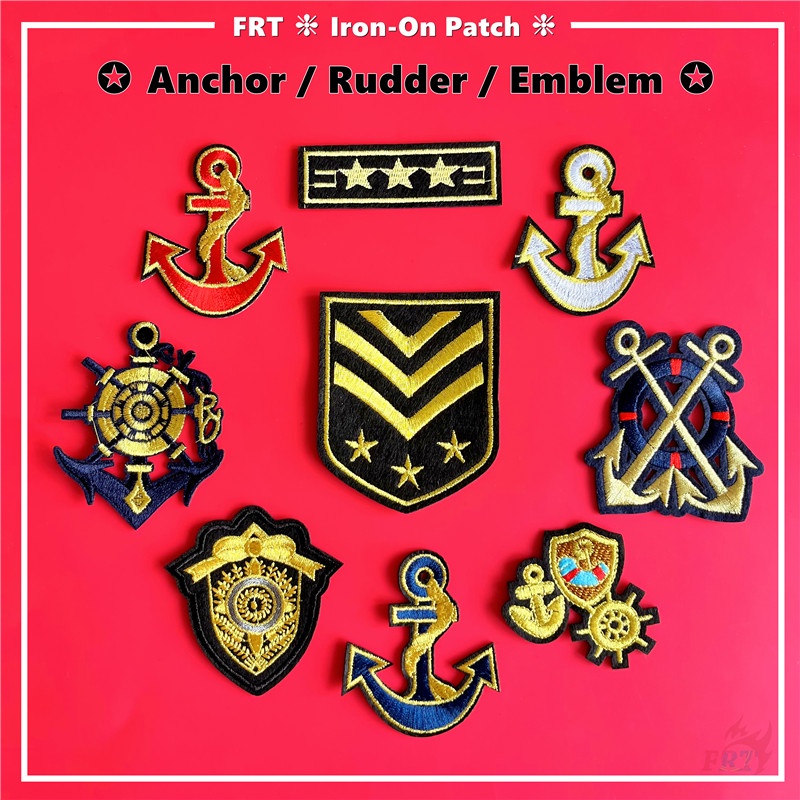 แผ่นแพทช์เหล็ก ลายสมอเรือ หางเสือ ตราสัญลักษณ์ แผ่นแพทช์รีดติดเสื้อ DIY 1 ชิ้น