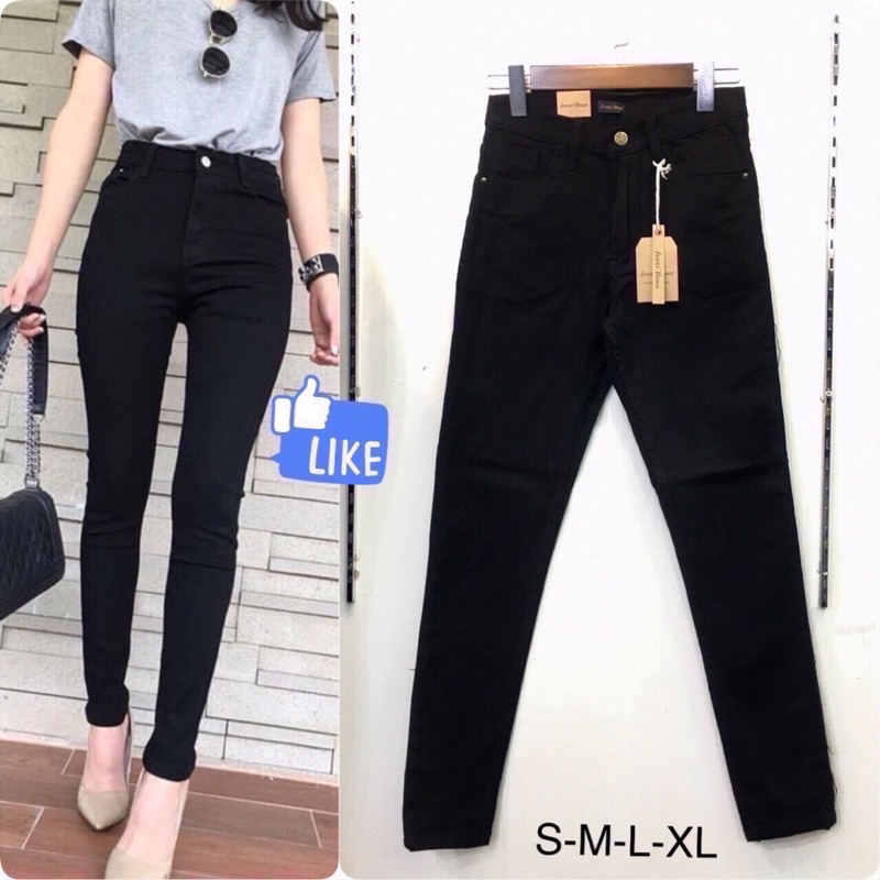 กางเกงยีนส์ขาเดฟ สีดำสนิท ผ้ายืดใส่สบาย ใส่ทำงานหรือใส่เที่ยวได้ (ป้ายJeans House)