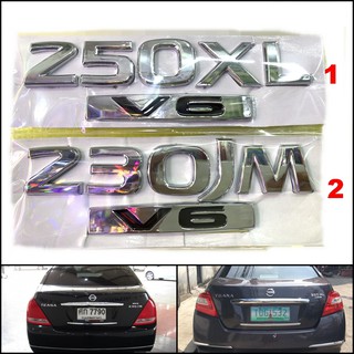 nissan teana 250xl 230jm v6 sticker car รถยนต์ รถ เก๋ง เทียน่า สติกเกอร์ ฝาท้าย สีเงิน chrome อักษร เลข