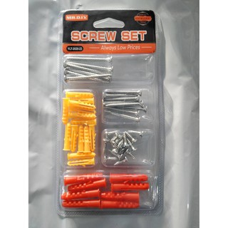 Screw Set สกรูเกลียวปล่อย 3 ขนาด พร้อมพุกพลาสติก 2 ชุด Screw Set สกรูเกลียวปล่อย 3 ขนาด พร้อมพุกพลาสติก 2 ชุด