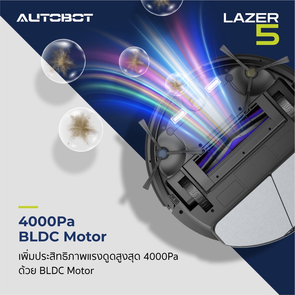 รับประกัน3ปี AUTOBOT Lazer 5 ทำความสะอาดครบจบแบบ 5 in 1 กวาด ดูดฝุ่น ถู ...