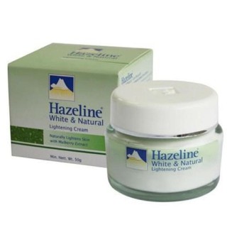 Hazeline Snow White &amp; Natural Lightening Cream เฮสลีนสโนว์ ตราภูเขา ไวท์ เนเชอรัล ครีมบำรุงผิวขาว 50g.