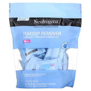 [พร้อมส่ง] สินค้านำเข้า ของแท้ 100% แผ่นเช็ดเครื่องสำอางแบบแยกชิ้น Neutrogena Makeup Remover Ultra-Soft Cleansing Towel