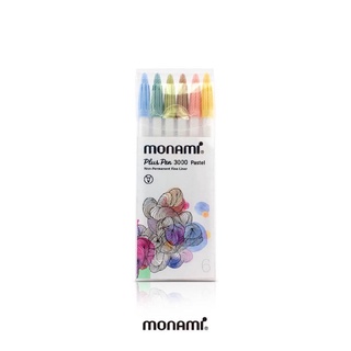 Monami plus pen 3000 set 6 pastel I ปากกาสีน้ำ ชุด 6 ด้ามโทนสีพาสเทล