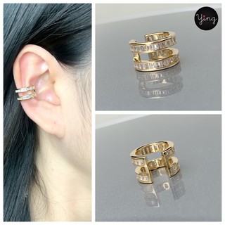 Ear Cuff🌈งานเพชร CZ เพชร 2 แถว สีทอง (1 ชิ้น)