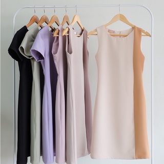 Two Tone Dress ผ้าเปเป้ (รุ่นแขนกุด) **ไซส์อยู่รูป2 นะคะ