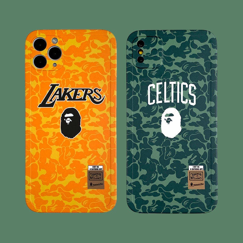 เคสโทรศัพท์ เคส เคสใส Trendy Brand BAPE Lakers iPhone12ครับกรณีโทรศัพท์11ครับPROMAX STRAIGHT EDGE Soft Case 8PLUS Kobe A