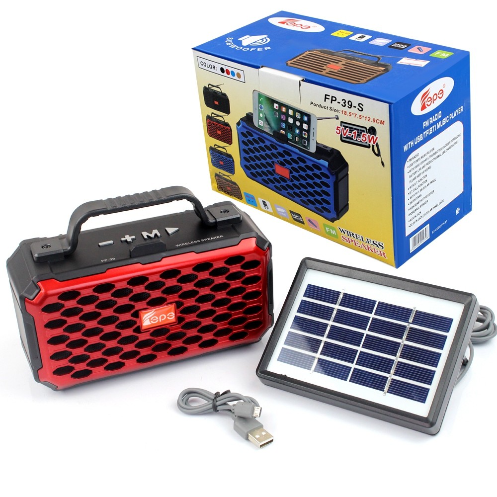 Telecorsa วิทยุบลูทูธ FP-39S คละสี รุ่น Solar-bluetooth-speaker-fm-am-radio-fp-39-s-02C-K3