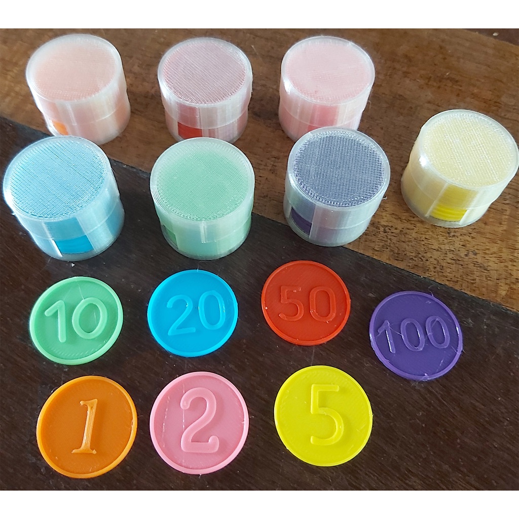 [พร้อมส่ง] เหรียญพลาสติก มีตัวเลขกำกับ มีหลายสี เหรียญของเล่นเสริมสร้างพัฒนาการ