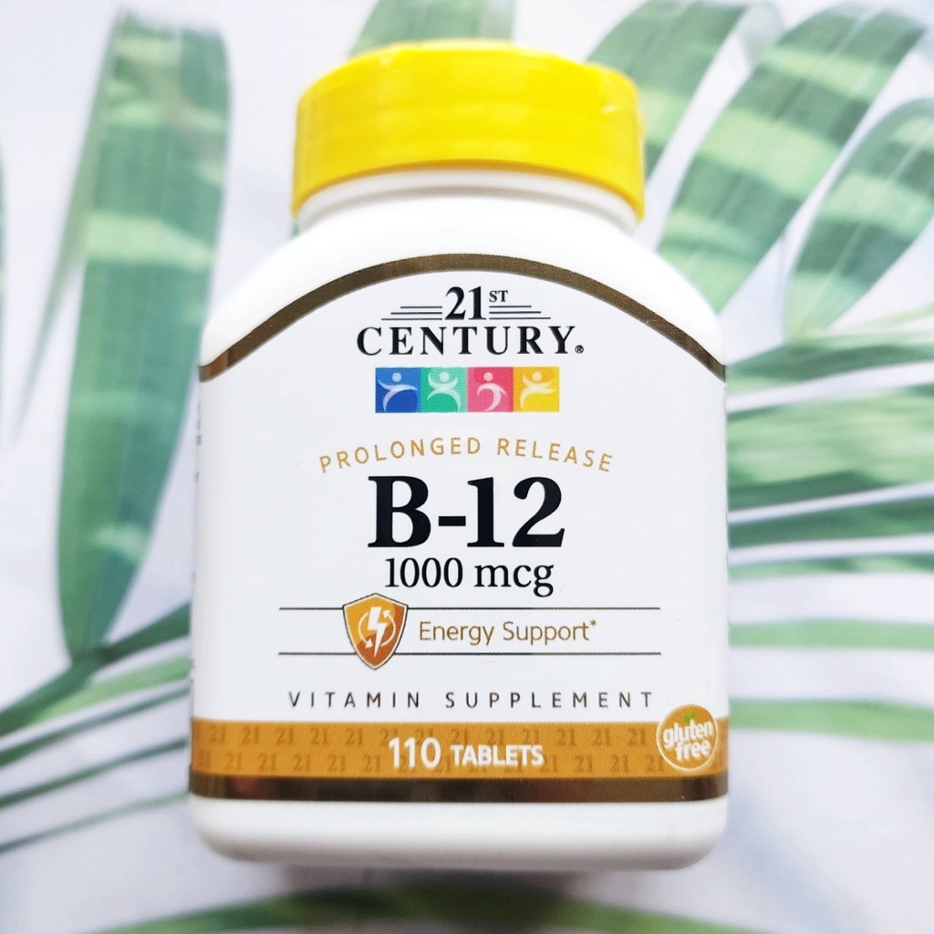 วิตามินบี Vitamin B-12 Prolonged Release 1000 mcg 110 Tablets (21st Century®) B-12