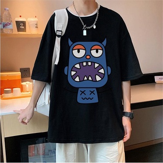 （ขนาด M-8XL）คอเสื้อ oversized แขนห้านาที พิมพ์หนังสือ ทรงหลวม สไตล์ฮ่องกง สตรีท ฮิปฮอป โอเวอร์ไซซ์ สําหรับผู้ชาย เสื้อยืดผู้ชายไซส์ใหญ่