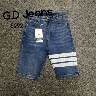 G.D.Jeans รุ่น 5292#กางเกงยีนส์ผ้ายืดสีฟอกขาสามส่วนเล่นสกิดทรงเดฟ  🐬💦