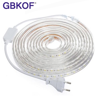 SMD 5050 AC220V LED Strip Light 60 leds/m กันน้ำ LED Strip ไฟ LED พร้อมปลั๊ก 1 M/2 M/3 M/5 M/6 M/8 M/9 M/10 M/15 M/20 M