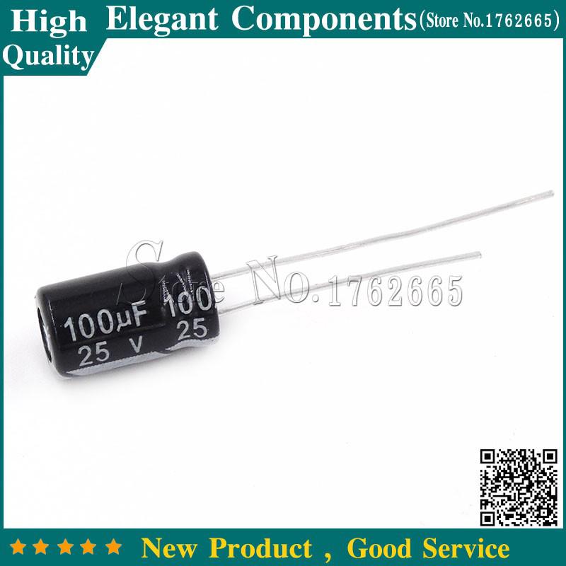 50pcs 25V 25V100uF Aluminum Electrolytic Capacitor 25v /100uF Size 6x12