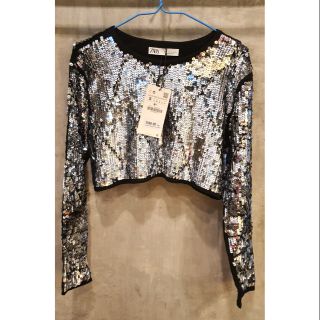 Brand new : Zara Sequin Top อก 38" ของแท้💯%