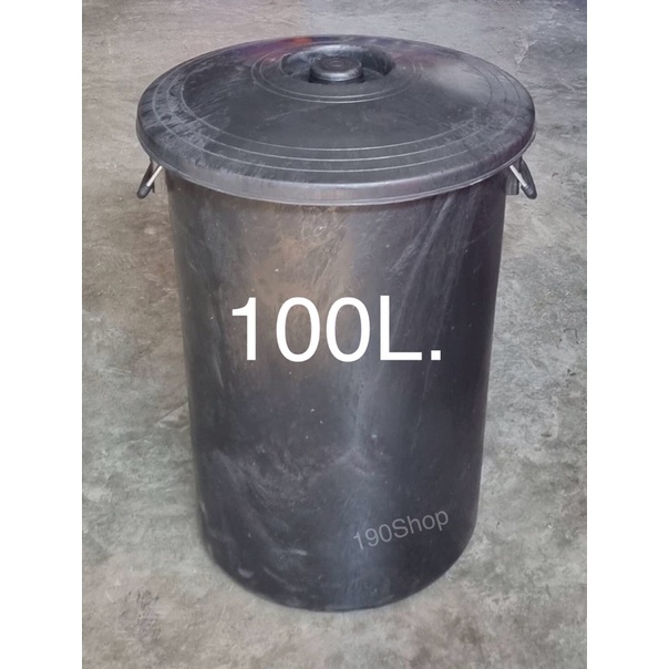 ถังทรงสูง ถังขยะ 100 ลิตร สีดำ ก54×ส70 ซม. เนื้อหนา เหนียวทนแดดทนฝน ทนแรงกระแทก แตกหักยาก