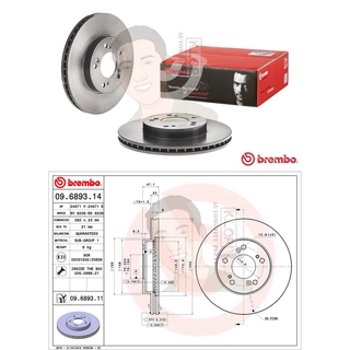 09 6893 11 จานเบรค ล้อ F (ยี่ห้อ BREMBO) รุ่น UV HONDA Legend ปี1991, Odyssey ปี1991-2001 /HONDA Prelude V ปี1996, In...