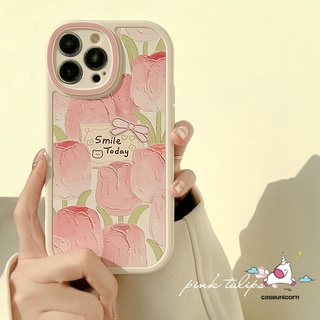 เคสโทรศัพท์มือถือ ลายภาพวาดสีน้ํามัน รูปดอกไม้สีชมพู สําหรับ Redmi A1 12C 10 9 9A 10C 9T 9C NFC K40s Mi POCO F4 M3 X3 Pro X3 NFC Redmi Note 11 Pro 11s 10 8 9 9s 10s 11 9pro 10pro Max เคสนิ่ม ลายดอกทิวลิป