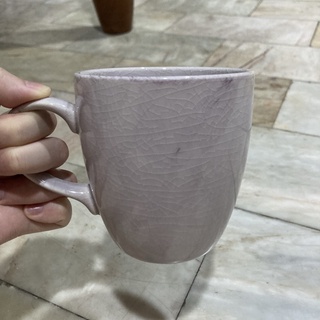 แก้วมัค MUG เนื้อสโตนแวร์ สีม่วงมีลาย