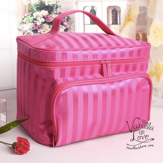 BG16 Vanilla in Love กระเป๋าใส่เครื่องสำอาง ขนาดพกพา แบบซิป สีชมพูเข้ม