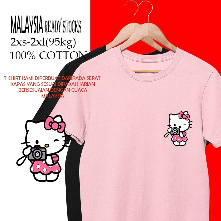 HELLO KITTY COMET TSHIRT ผ้าฝ้าย 100% SHORT SLEEVE WINGS/OUTSIDE/PAIR/ผู้หญิง/ผู้ชายผ้านุ่ม