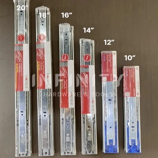 Hafele รางลิ้นชัก 2 ตอน ระบบ เปิดแบบกดกระเด้ง (รับข้าง) ขนาด 10"- 20"