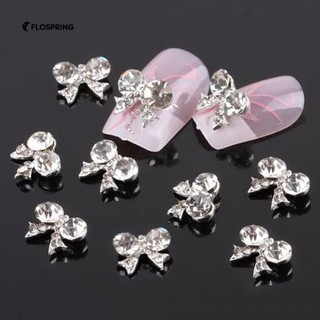 10Pcs โบว์ Tie 3D ล้าง Rhinestone Glitter Slice สติ๊กเกอร์เล็บ