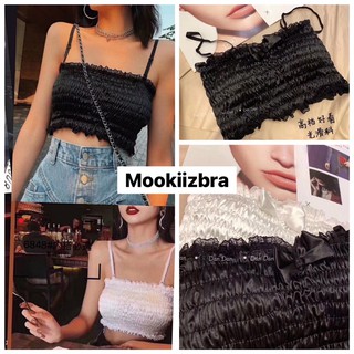 🦄Mookiizbra🦄🔥สินค้าใหม่ล่าสุด 🔥บราสายเดี่ยว+เกาะอกงานสมอคทั้งตัว /ฟรีไซร์