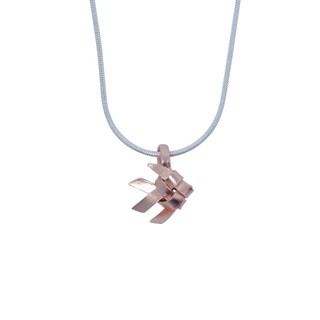 จี้พร้อมสร้อยคอเงินแท้ 99.9  ปลาตะเพียน สีชมพู Rose Gold