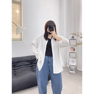 CiCi Plus+(SALE 3028)เสื้อเชิ้ตแขนยาวผ้าร่องเนื้อผ้าดีมากแมทซ์ได้ทุกลุคใส่สบาย เก๋เสื้อผ้าสาวอวบ plus-size