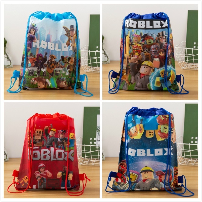 เกม Roblox การ์ตูน Drawstring Bag School Backpack for Boy Girls Satchel Bundle Rucksack Birthday Bag