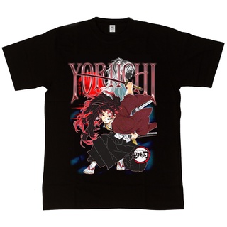 ผ้าฝ้ายแท้Yoriichi TSUGIKUNI เสื้อยืด ลาย DEMON SLAYERS-3XL