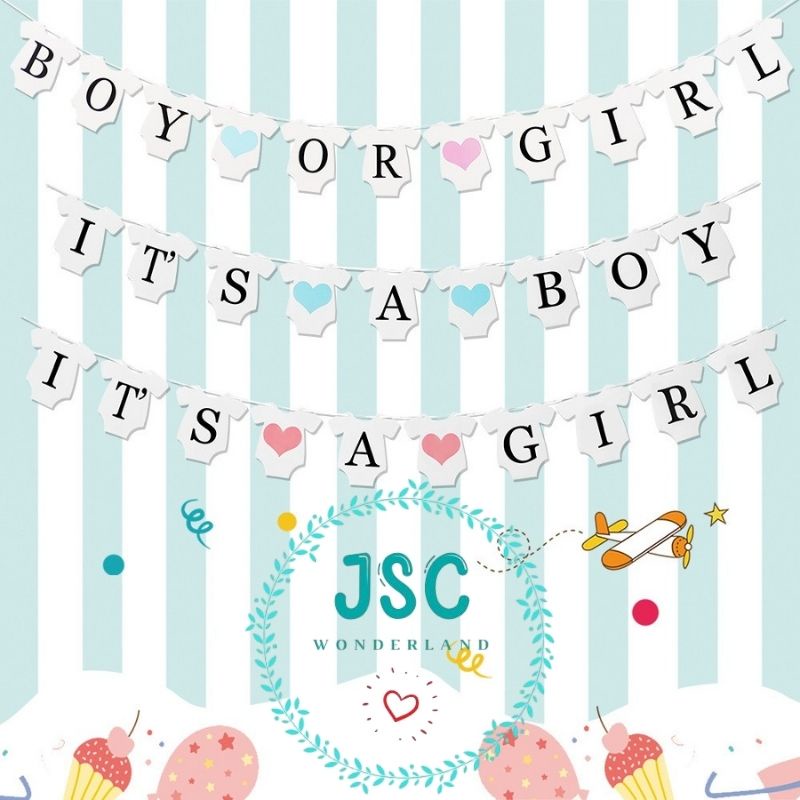Its A Boy Its A Girl Boy Or Girl เสื้อผ้าเด็กน่ารักออกแบบดึงธงเพศเปิดเผย Party Baby Full Moon Party 
