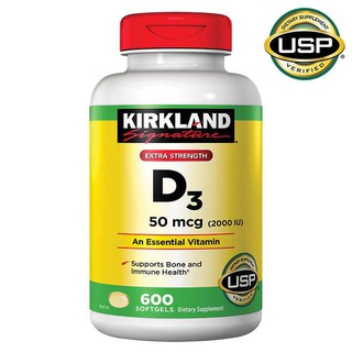 Kirkland Signature Maximum Strength Vitamin D3 2000 I.U. 600 Softgels