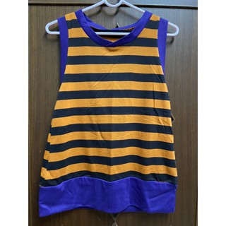 เสื้อแขนกุด สีส้ม ลายทาง มือสอง สภาพดี