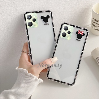 เคส Phone Case Realme C35 / 9i / 9Pro / 9 Pro+ / 8i 2022 New Cute Cartoon Mickey Minnie Black Border Couples Casing TPU Softcase Straight Edge Transparent Shockproof Cover เคสโทรศัพท์