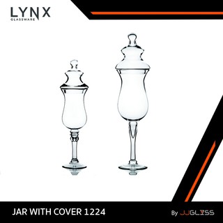 JJGLASS - (LYNX) JAR WITH COVER 1224 - แจกันแก้ว แฮนด์เมด เนื้อใส พร้อมฝาปิด