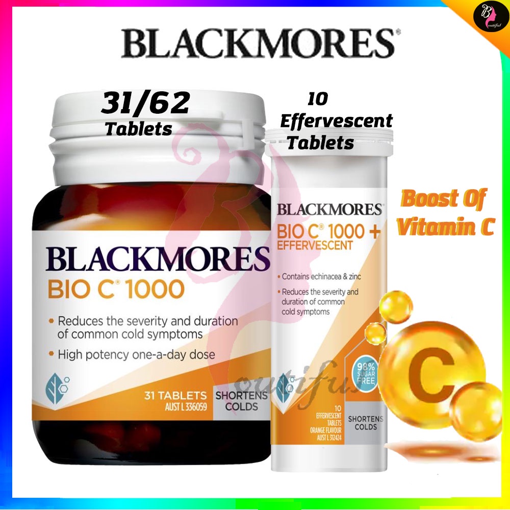 Blackmores Bio C 1000mg 31/62 เม็ด/ Bio C 1000 Echinacea + Zinc 10 เม็ดฟู่วิตามินซีอาหารเสริมสุขภาพ