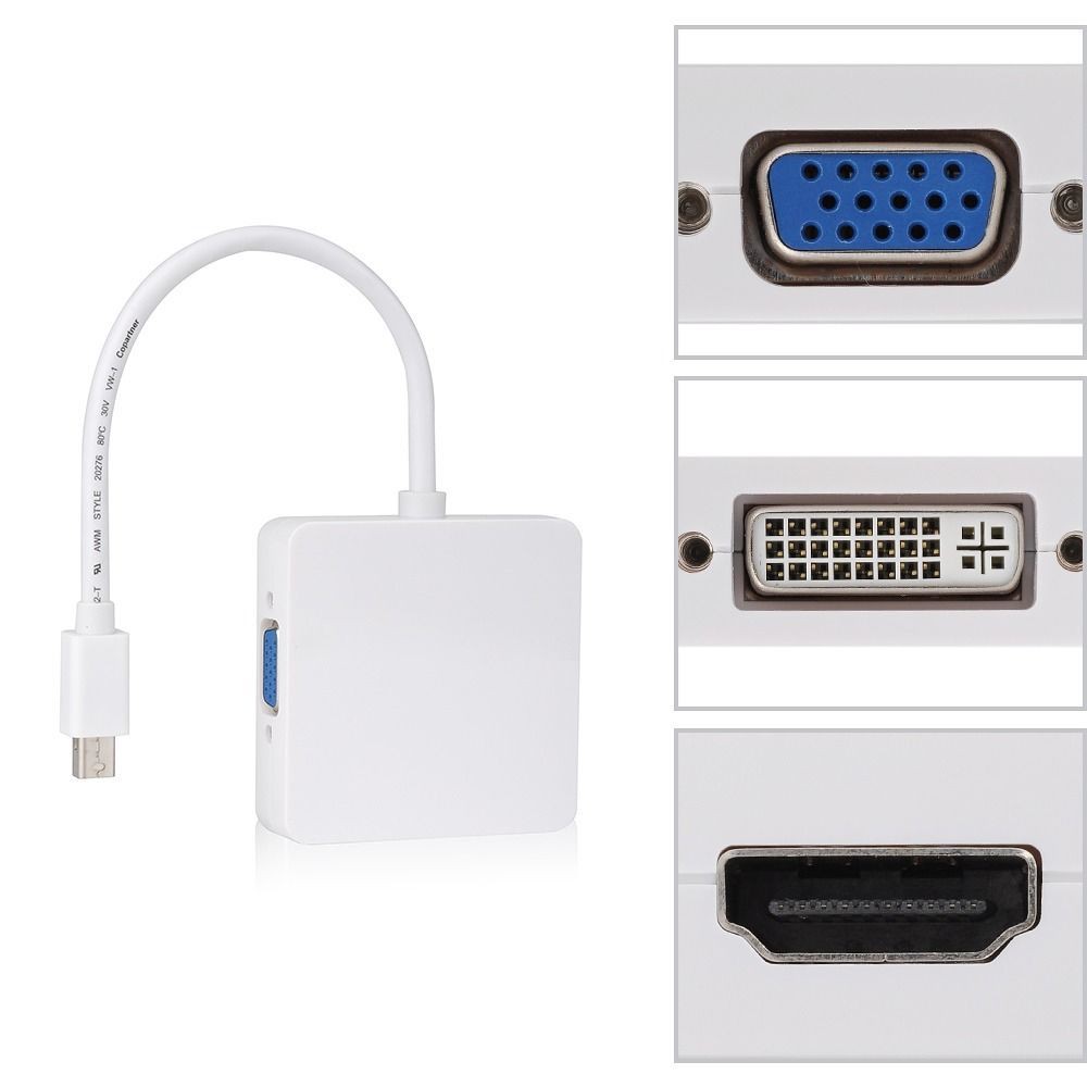 Adapter DisplayPort Thunderbolt to DVI VGA HDMI Adapter 3 in 1 for MacBook for iMac