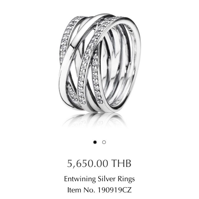 PANDORA แท้ Entwining Silver Ring Size 52 No. 190919CZ แหวน
