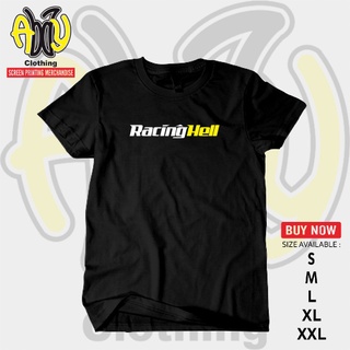 เสื้อยืดแขนสั้น ผ้าฝ้าย พิมพ์ลาย RACING HELL Combed 30s Marun สีกรมท่า ไซซ์ S M L XL XXLสามารถปรับแต่งได้