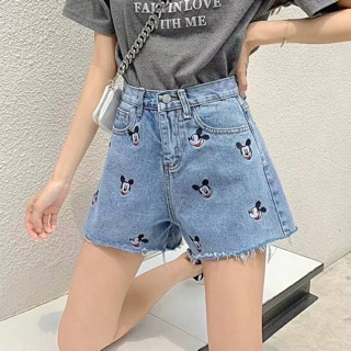 (ลด 50% สูงสุด 100.- ใส่โค้ด INCLZ15) กางเกงขาสั้นปักมิกกี้