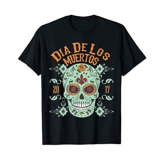 [S-5XL] Gdf21a3 เสื้อยืดผ้าฝ้าย พิมพ์ลายหัวกะโหลก Dia De Los Muertos Day of the Dead สไตล์คลาสสิก สําหรับผู้ชาย UY32ER16