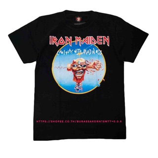 เสื้อยืดผ้าฝ้าย เสื้อวง Iron Maiden rock T-shirt เสื้อวงร็อค Iron Maiden เสื้อยืดวงร็อค